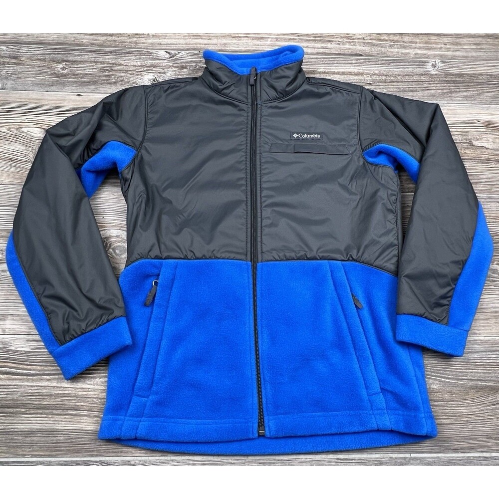 Columbia Steens MT‎ Overlay Boys Blue Black Full Zip Up Jacket M (10/12) Fleece